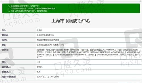 上海市眼病防治中心 资质