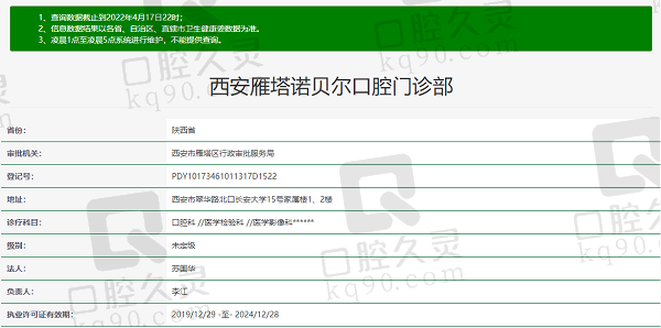 西安诺贝尔口腔门诊部资质