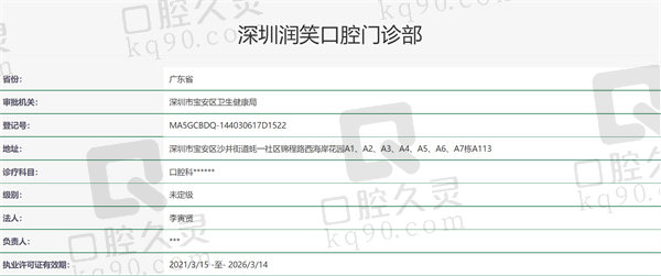 深圳润笑口腔门诊部资质证明