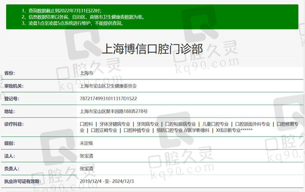 上海博信口腔门诊部资质