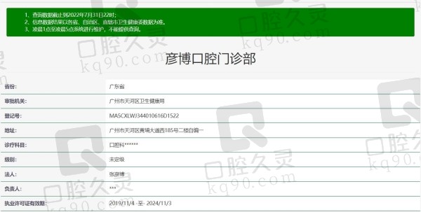 广州彦博口腔门诊部资质