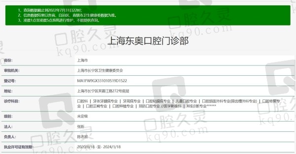 上海东奥口腔门诊部资质