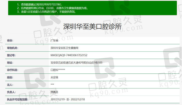 深圳华至美口腔诊所资质