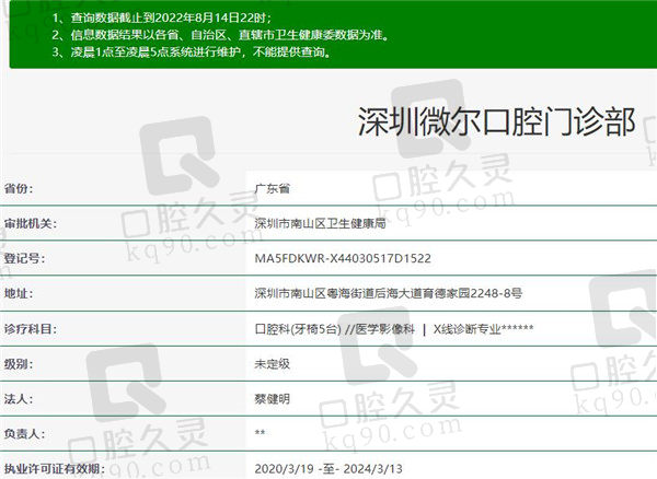 深圳微尔口腔门诊部资质