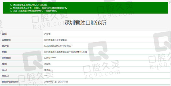 深圳君胜口腔诊所资质