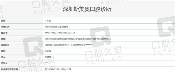 深圳斯美奥口腔诊所资质证明
