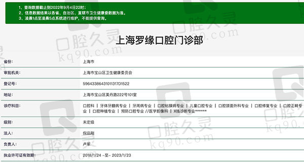 上海罗缘口腔门诊部资质