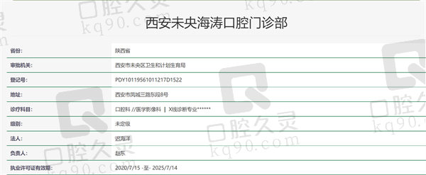 西安海涛口腔门诊部资质证明