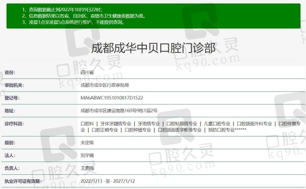 成都中贝口腔门诊部资质