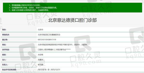 北京德贤口腔资质