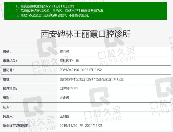 西安王丽霞口腔诊所资质