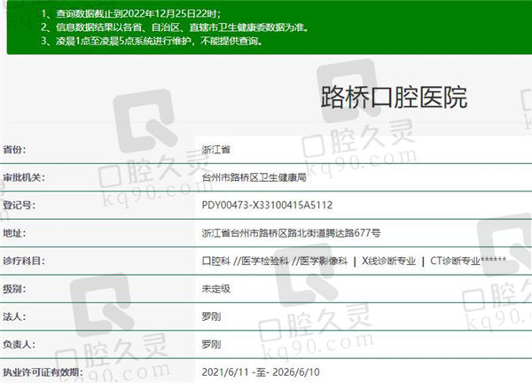 台州路桥口腔医院资质