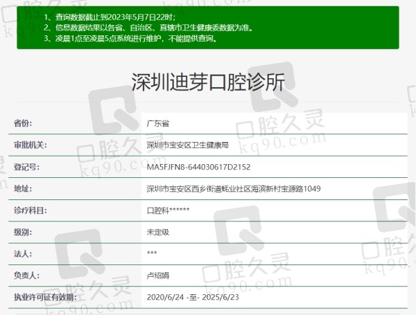 深圳迪芽口腔诊所资质
