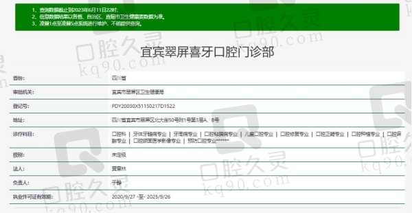 宜宾喜牙口腔医院资质