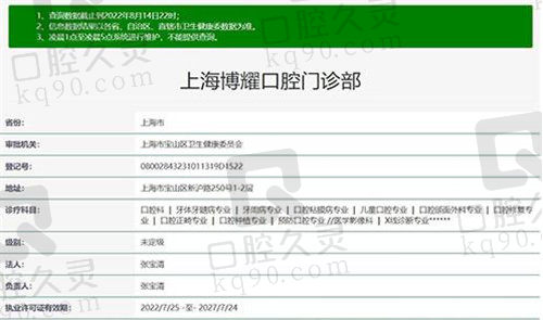 上海博耀口腔门诊部资质