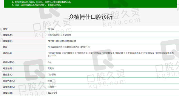 宜宾众植博仕口腔医院资质