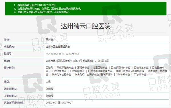 达州绮云口腔医院资质