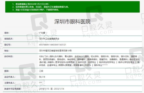 深圳市眼科医院资质