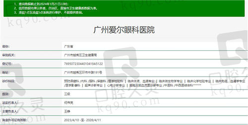 广州爱尔眼科医院资质
