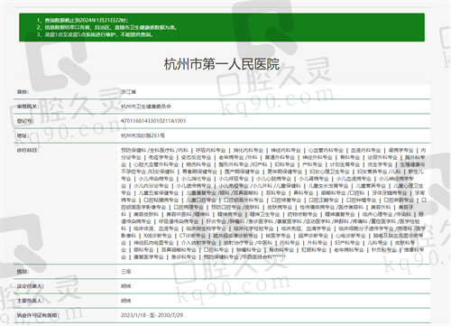 杭州市一医院资质