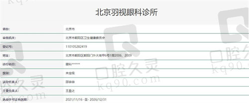 北京羽视眼科诊所资质