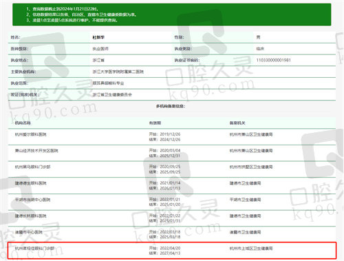 杭州茗视佳眼科杜新华医生资质