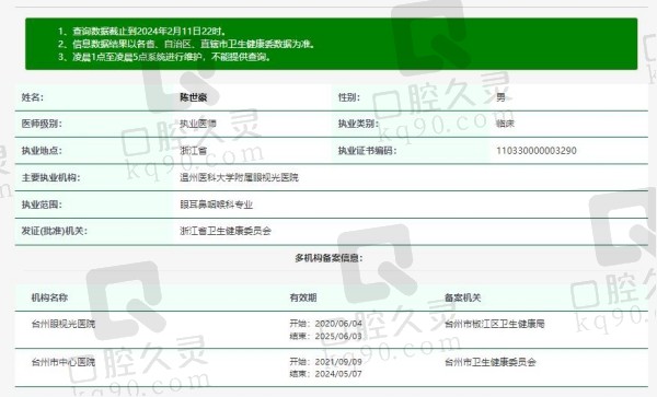 台州眼视光医院陈世豪院长资质