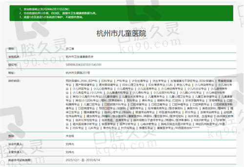 杭州市儿童医院资质