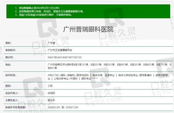 广州普瑞眼科医院资质
