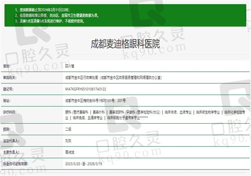 成都麦迪格眼科医院资质