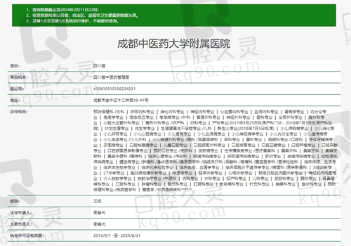 成都中医药大学附属医院眼科资质