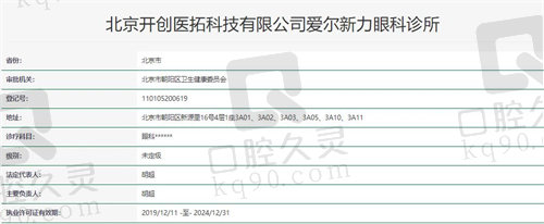 北京爱尔新力眼科诊所资质
