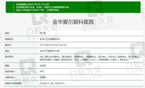 金华爱尔眼科医院资质