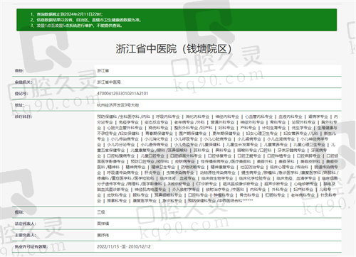 浙江省中医院钱塘院区资质