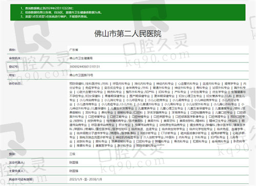 佛山市第二人民医院资质