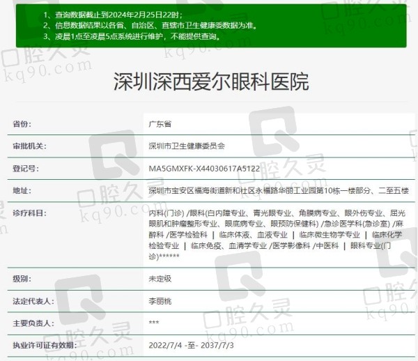 深圳深西爱尔眼科医院资质
