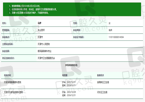 天津市人民医院眼科马伊资质