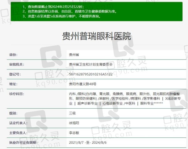 贵州普瑞眼科医院资质