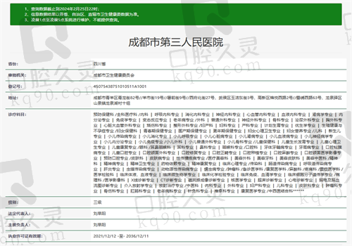 成都市第三人民医院眼科资质
