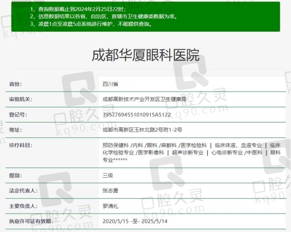 成都华厦眼科医院资质