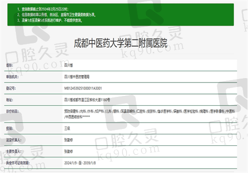 成都中医药大学第二附属医院眼科资质