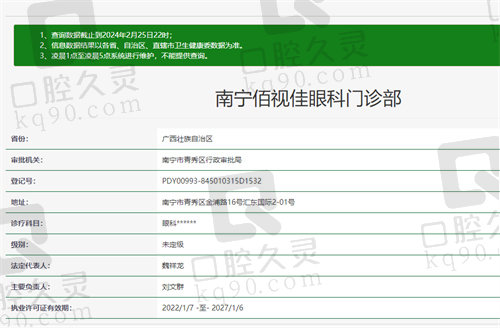 南宁佰视佳眼科门诊部资质