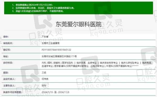 东莞爱尔眼科医院资质