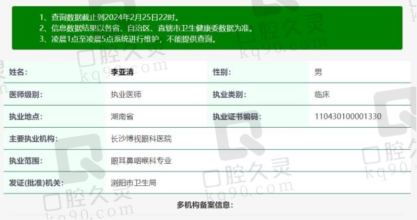 长沙博视眼科李亚清医生资质
