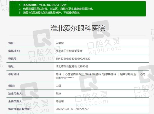 淮北爱尔眼科医院资质