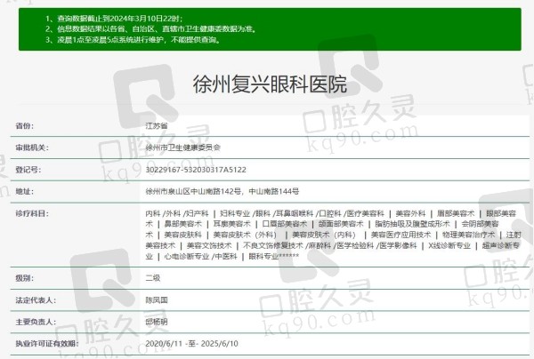 徐州复兴眼科医院资质