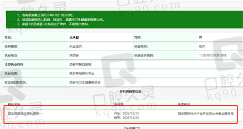 西安奕鸣眼科医院王从毅医生资质