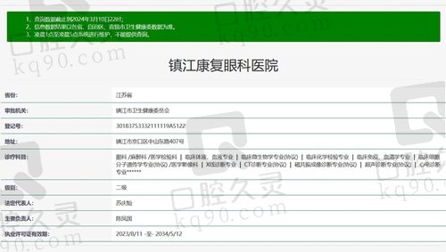 镇江康 复眼科医院资质
