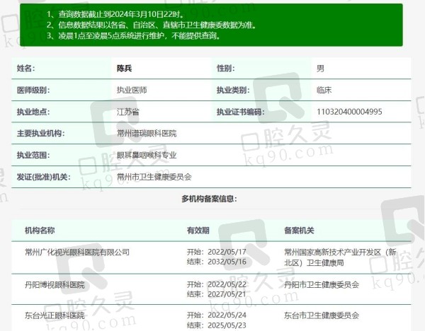 常州谱瑞眼科医院陈兵院长资质