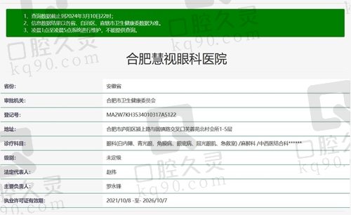 合肥慧视眼科医院正规资质